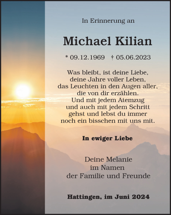 Traueranzeige von Michael Kilian von Tageszeitung