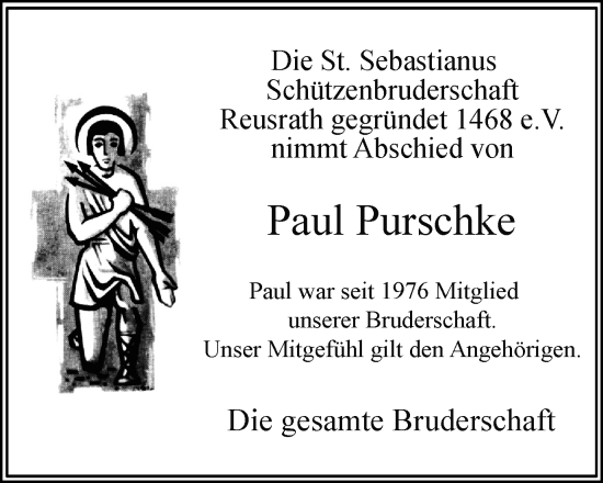 Traueranzeige von Paul Purschke von Tageszeitung