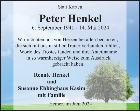 Traueranzeige von Peter Henkel von Tageszeitung