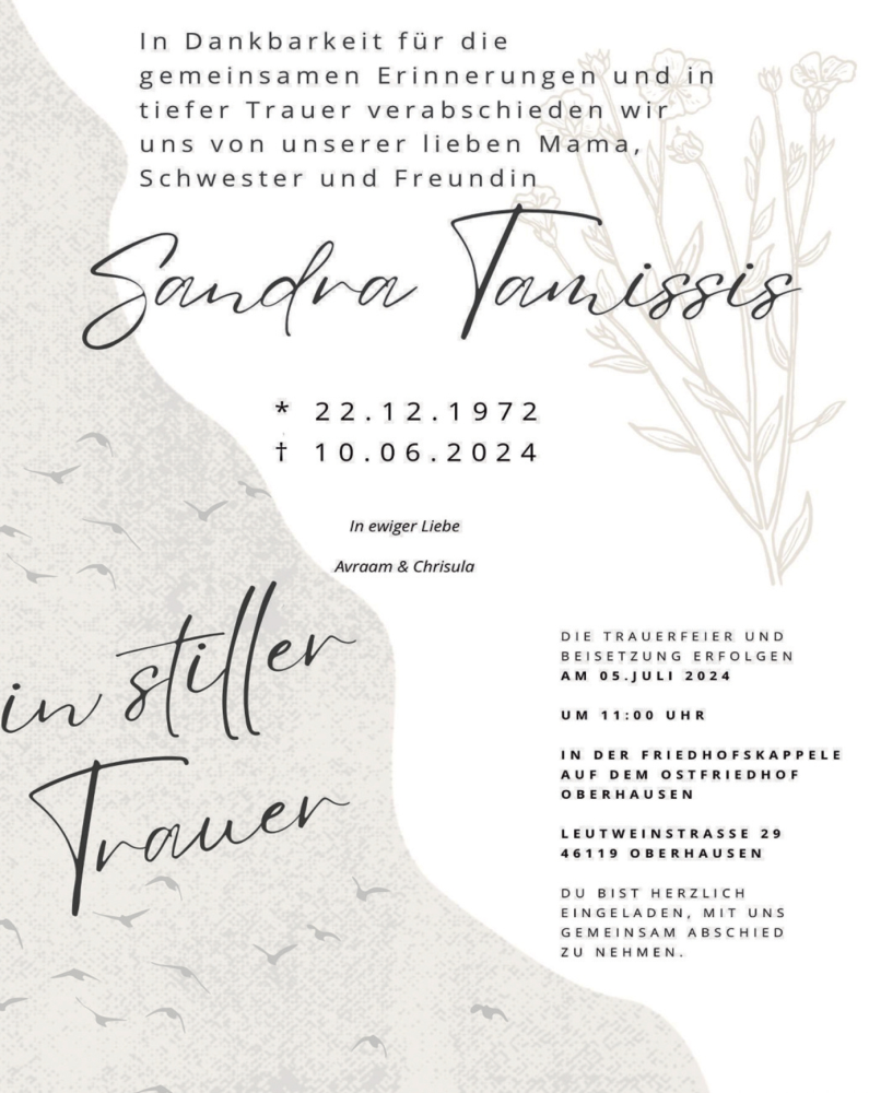  Traueranzeige für Sandra Tamissig vom 29.06.2024 aus Tageszeitung
