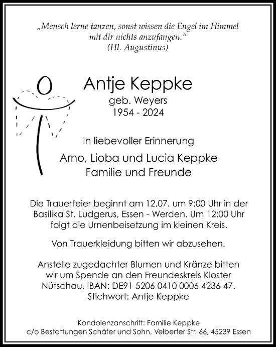 Traueranzeige von Antje Keppke von Tageszeitung
