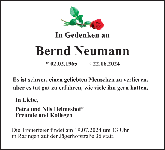 Traueranzeige von Bernd Neumann von Tageszeitung