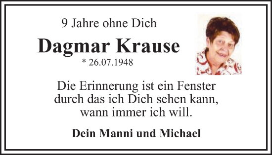Traueranzeige von Dagmar Krause von Tageszeitung