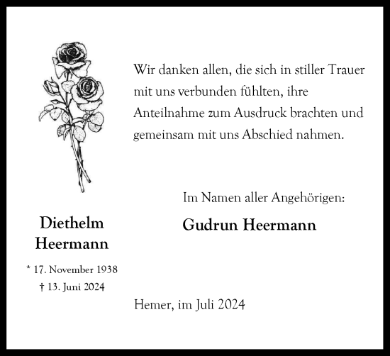 Traueranzeige von Diethelm Heermann von Tageszeitung