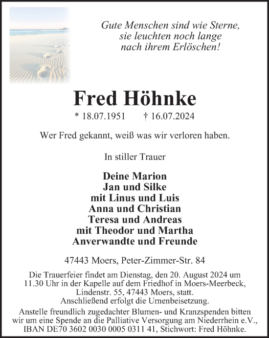 Traueranzeige von Fred Höhnke von Tageszeitung