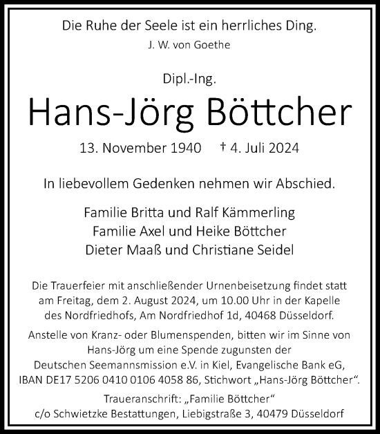 Traueranzeige von Hans-Jörg Böttcher von Tageszeitung
