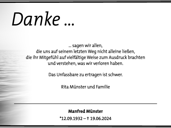 Traueranzeige von Manfred Münster von Tageszeitung