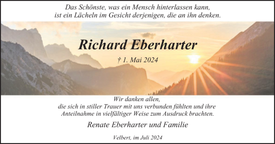 Traueranzeige von Richard Eberharter von Tageszeitung