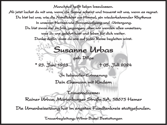 Traueranzeige von Susanne Urbas von Tageszeitung