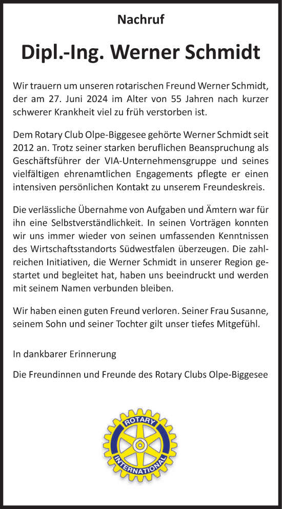 Traueranzeige von Werner Schmidt von Tageszeitung