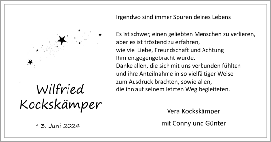 Traueranzeige von Wilfried Kockskämper von Tageszeitung