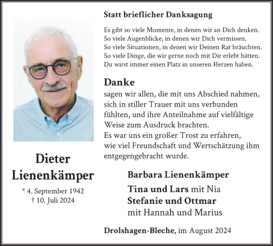 Traueranzeige von Barbara Lienenkämper von Tageszeitung