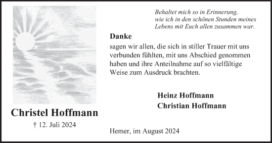 Traueranzeige von Christel Hoffmann von Tageszeitung