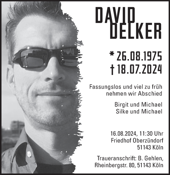 Traueranzeige von David Delker von Tageszeitung