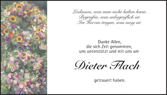 Traueranzeige von Dieter Flach von Tageszeitung