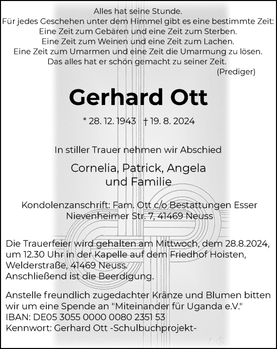 Traueranzeige von Gerhard Ott von Tageszeitung