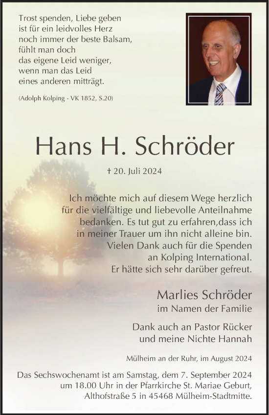 Traueranzeige von Hans H. Schröder von Tageszeitung