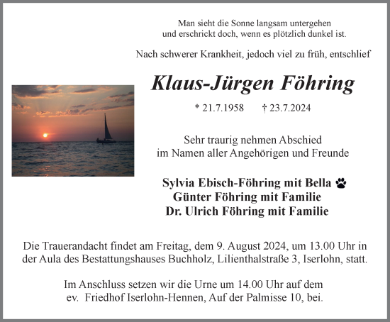 Traueranzeige von Klaus-Jürgen Föhring von Tageszeitung