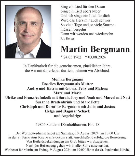 Traueranzeige von Martin Bergmann von Tageszeitung