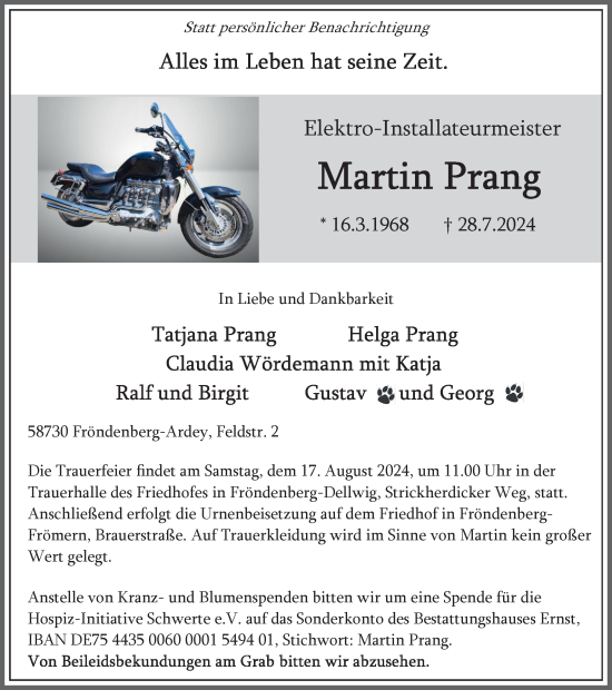 Traueranzeige von Martin Prang von Tageszeitung