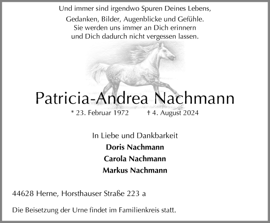 Traueranzeige von Patricia-Andrea Nachmann von Tageszeitung