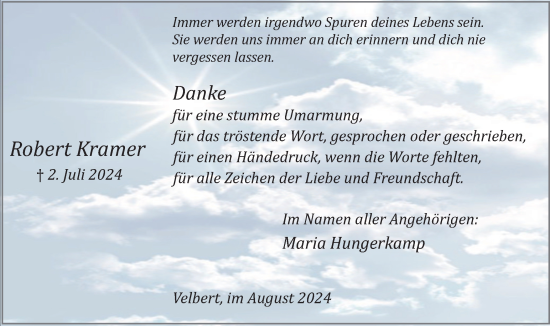 Traueranzeige von Robert Kramer von Tageszeitung