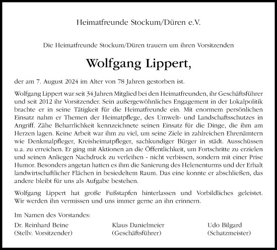 Traueranzeige von Wolfgang Lippert von Tageszeitung