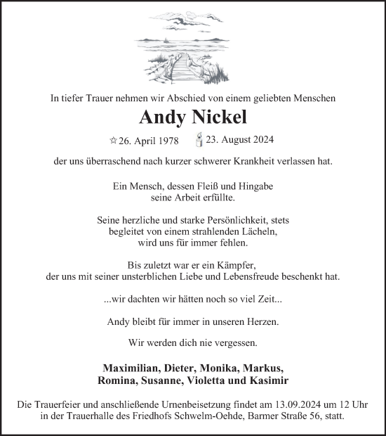 Traueranzeige von Andy Nickel von Tageszeitung