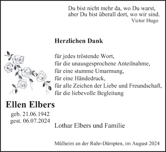 Traueranzeige von Ellen Elbers von Tageszeitung