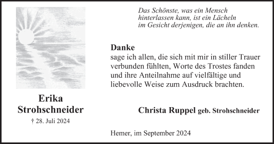 Traueranzeige von Erika Strohschneider von Tageszeitung