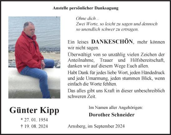 Traueranzeige von Günter Kipp von Tageszeitung