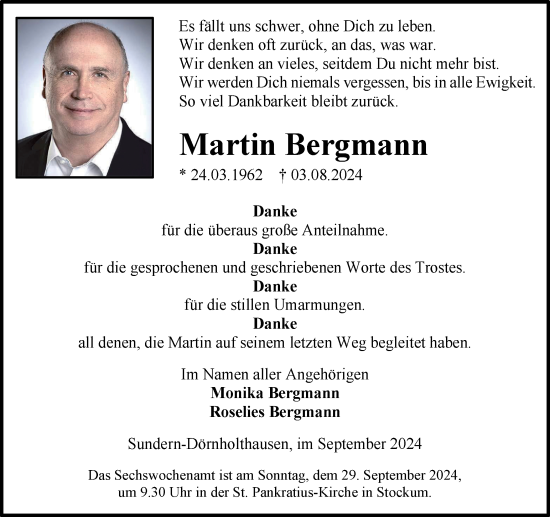 Traueranzeige von Martin Bergmann von Tageszeitung