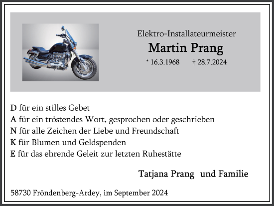 Traueranzeige von Martin Prang von Tageszeitung