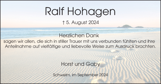 Traueranzeige von Ralf Hohagen von Tageszeitung
