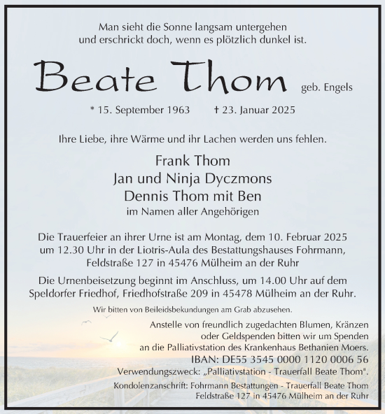 Traueranzeige von Beate Thom von Tageszeitung