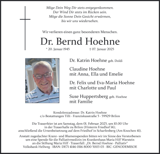 Traueranzeige von Bernd Hoehne von Tageszeitung