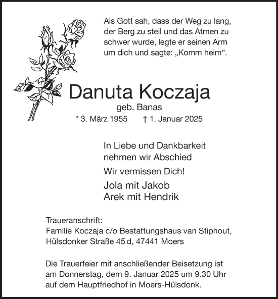 Traueranzeige von Danuta Koczaja von Tageszeitung