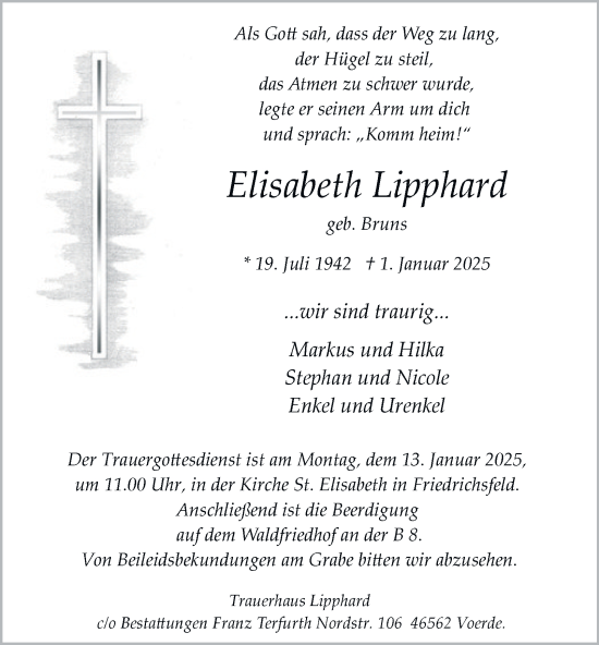 Traueranzeige von Elisabeth Lipphard von Tageszeitung