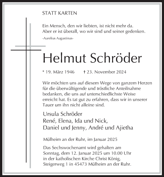 Traueranzeige von Helmut Schröder von Tageszeitung