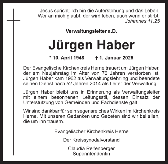 Traueranzeige von Jürgen Haber von Tageszeitung