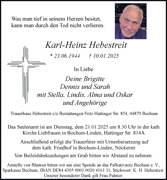 Traueranzeige von Karl-Heinz Hebestreit von Tageszeitung