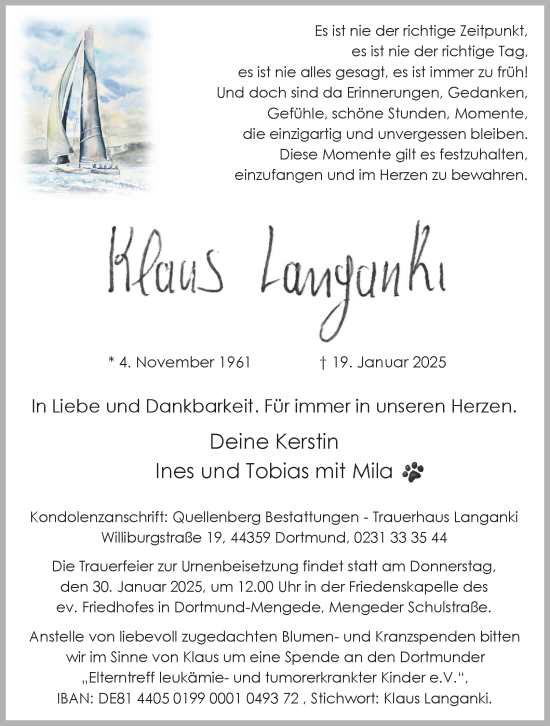 Traueranzeige von Klaus Langanki von Tageszeitung