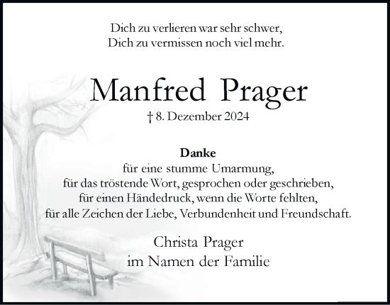 Traueranzeige von Manfred Prager von Tageszeitung