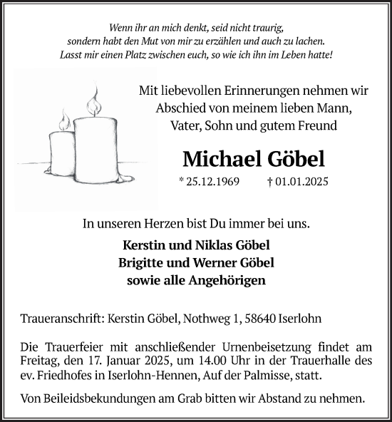 Traueranzeige von Michael Göbel von Tageszeitung