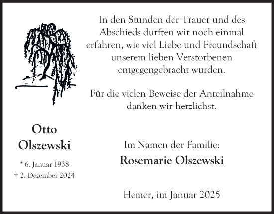 Traueranzeige von Otto Olszewski von Tageszeitung