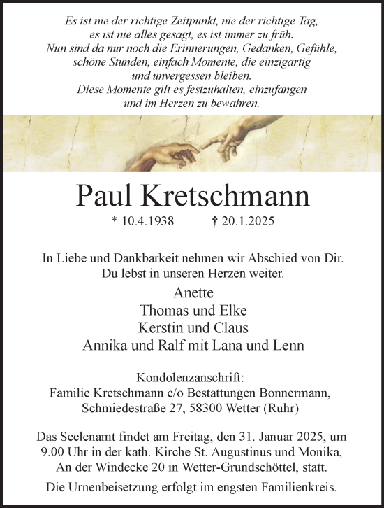 Traueranzeige von Paul Kretschmann von Tageszeitung