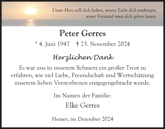 Traueranzeige von Peter Gerres von Tageszeitung
