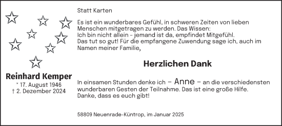 Traueranzeige von Reinhard Kemper von Tageszeitung