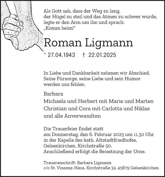 Traueranzeige von Roman Ligmann von Tageszeitung