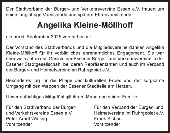 Traueranzeige von Angelika Kleine-Möllhoff von Tageszeitung